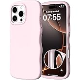 ORNARTO for iPhone 16 Pro Case 6.3", Wavy Liquid Silicone Shockproof Drop Protection Cover with Camera Control Button, Skin-Friendly Microfiber Lining – Chalk Pink