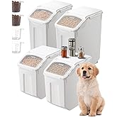 VEVOR Rice Storage Container, 3.5Gal/15Lx2 + 4.5Gal/20Lx2 Large Dog Food Dispenser Bin, Kitchen Ingredient Grain Cereal Bin, 