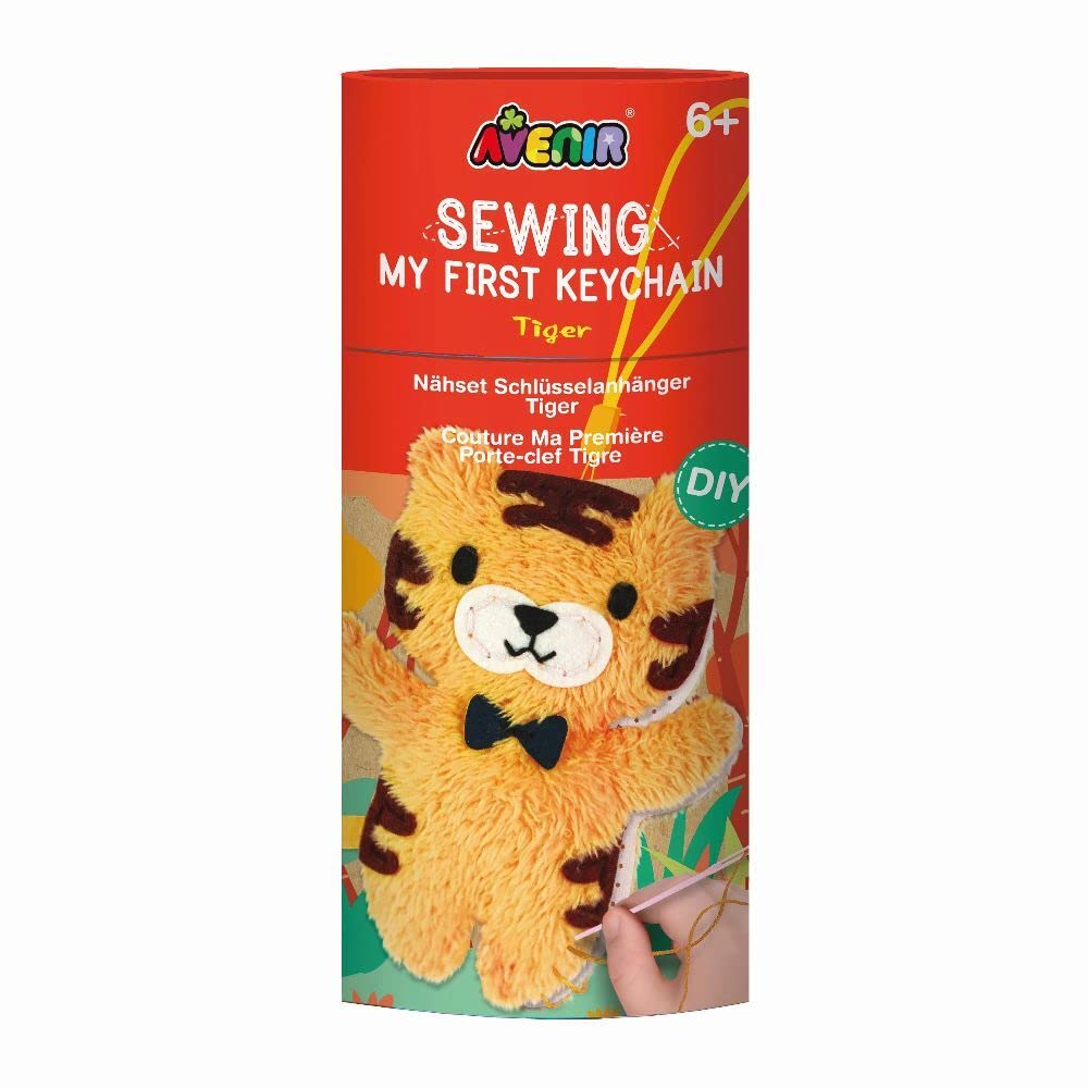 Avenir | DIY Sewing Kit, Sewing Keyring | Tiger | Craft Set for Children | Creative First Sewing | 6 Years +