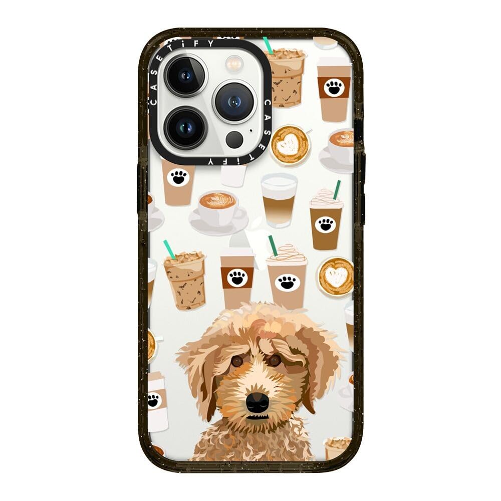CASETiFY Impact Case for iPhone 13 Pro - Poodle Coffee Clear Phone Case - Clear Black Image