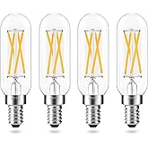 AIELIT T8 4-Watt E12 LED Light Bulb, Dimmable (0-100%), Soft White 3000K, Clear Tubular Candelabra Light Bulbs 40W Equivalent