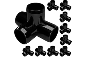 FORMUFIT 1/2” 4-Way Tee Furniture Grade PVC Fitting in Black, Made in USA, UV-Resistant, Impact-Proof, 0.840” Actual Socket Diameter (Pack of 10) - F0124WT-BK-10