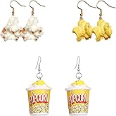 YUNXI 3 Pairs Handmade Resin Simulation Food Dangle Earrings Creative Cute Ice-Cream Cake Statement Drop Earrings Set Novelty Kawaii Funny Popcorn Biscuits Earrings for Women Jewelry