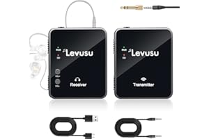 Levusu 2.4G Wireless in-Ear Monitor System, Stereo Wireless IEM System with Transmitter Beltpack Receiver Automatic Pairing, for Studio, Band Rehearsal, Live Performance (Mini)