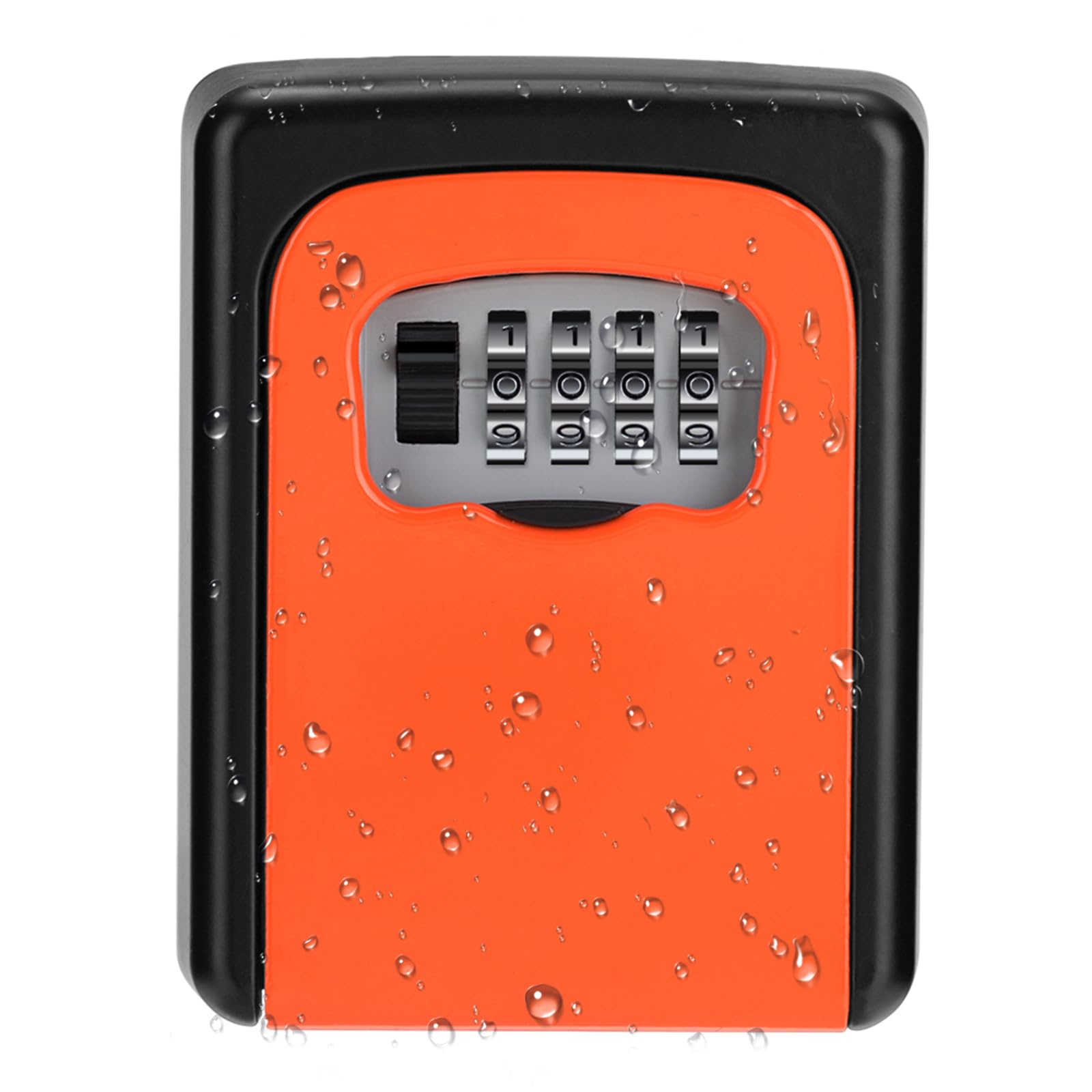 ZHEGE Key Box Wall Mounted Lockbox, 4 Digit Combination Key Safe Box, Weatherpropof Key Lock Box for Easy & Secure Acess to Spare Keys at Home Garage AirBnB Office School, Small Key Storage, Orange