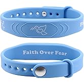 2 Pack Bible Verse Bracelets Daily Jesus Bracelets Christian Gospel Scripture Bracelet Faith Over Fear and Style Combined Inspirational Religious Gifts for Men and Women (Faith Over Fear-Blue)