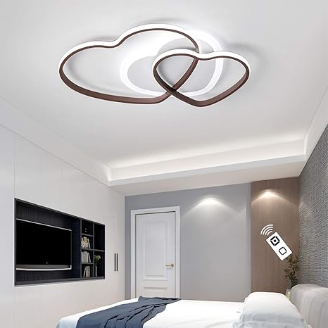 Achnc Led Lampada Da Soffitto Dimmerabile Con Telecomando Moderna Romantica Plafoniera Camera Da Letto Forma Cuore Paralume Acrilico Senza Sfarfallio Per Soggiorno Camera Per Bambini O53cm 35w Amazon It Illuminazione