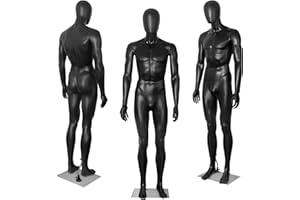 YumHome 1PC Male Mannequin 73 Inch Full Body Model Stand, Poseable Mannequins Dress Form Detachable Torso for Retail Clothing Shops, Adjustable Manikin Body Display with Metal Base Connector, Black