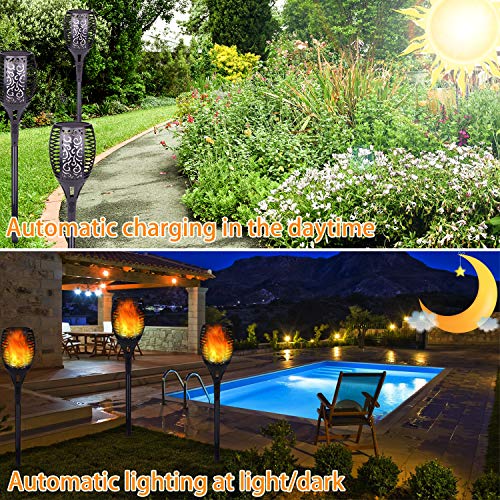 Solar Lights Outdoor Upgraded, Waterproof Solar Torch Light With Flickering Flame Lights Outdoor Solar Spotlights Landscape Decoration Lighting 96 LED Dusk to Dawn Auto On/Off Security Torch Light (4)