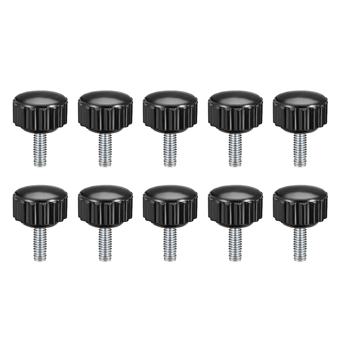 sourcing map M4 x 10mm Metric Male Thread Knurled Clamping Knobs Grip Thumb Screw on Type Hand Clamping Handle Bolt with Plastic Knobs Black 10 Pcs
