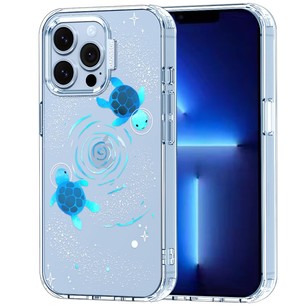 MOSNOVO Case for iPhone 13 Pro, [Buffertech 6.6ft Military-Grade Drop Protection] [Anti Peel Off Tech] Clear TPU Bumper Phone Case Cover Design - Space Turtle — image 1