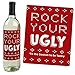 Big Dot of Happiness Ugly Sweater - Holiday and Christmas Wine Bottle Label Stickers - Set of 4