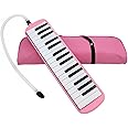 Melodica 32 Key Pianica Portable with Carrying Bag Short and Long Mouthpieces for Beginners Kids Gift