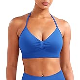 YEOREO SoftHue Women Halter Sports Bra Impact Longline Strappy Bra V Neck Padded Open Back Workout Gym Crop Top