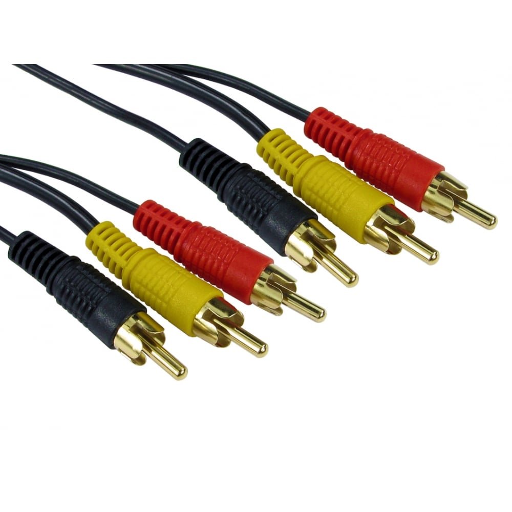Alida Systems 20m Triple PHONO RCA Cable - Premium Quality - 24k Gold - Male to Male - Left & Right Audio - Stereo - 2RCA - 2xRCA