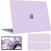B BELK Compatible with MacBook Air 13 inch Case M1, MacBook Air Case 2021 2020 2019 2018 A2337 A2179 A1932 Touch ID, Plastic Laptop Hard Shell + 2 Keyboard Covers + Screen Protector, Lavender Purple