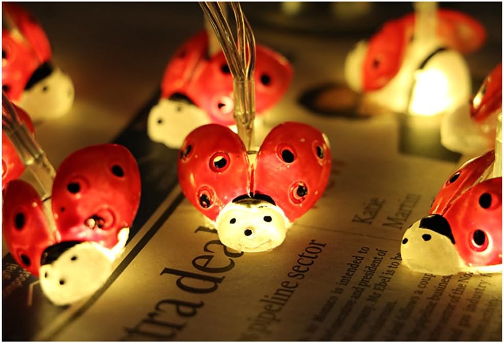 LJM 20 Led Battery Operated Lovely String Lights for Indoor Outdoor Decoration for Baby Boy Girl Birthday (Lady Bug)