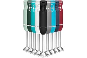 Chefman Immersion Blender, 300W Hand Blender with Stainless Steel Blades, Powerful Electric Ice Crushing 2-speed Control Hand