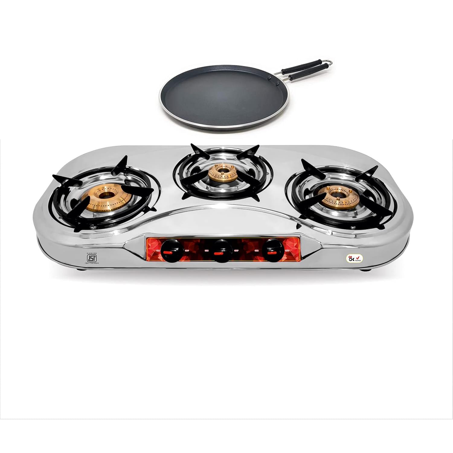 Buy Rasoi Gas Stove Combo Galaxy 3 Burner Gas Cooktop + Hammer Tone