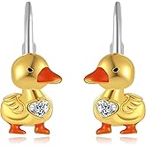Duck Earrings Sterling Silver Cute Animal Earrings Duck Jewelry Stuff Mothers Day Gifts for Mom