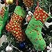 Ivenf Christmas Mini Stockings, 24 Pcs 7 inches Glitter Round Dots Stockings, Gift Card Bags Holders, Bulk Treats for Neighbors Coworkers Kids Cats Dogs, Small Rustic Red Xmas Tree Decorations Set