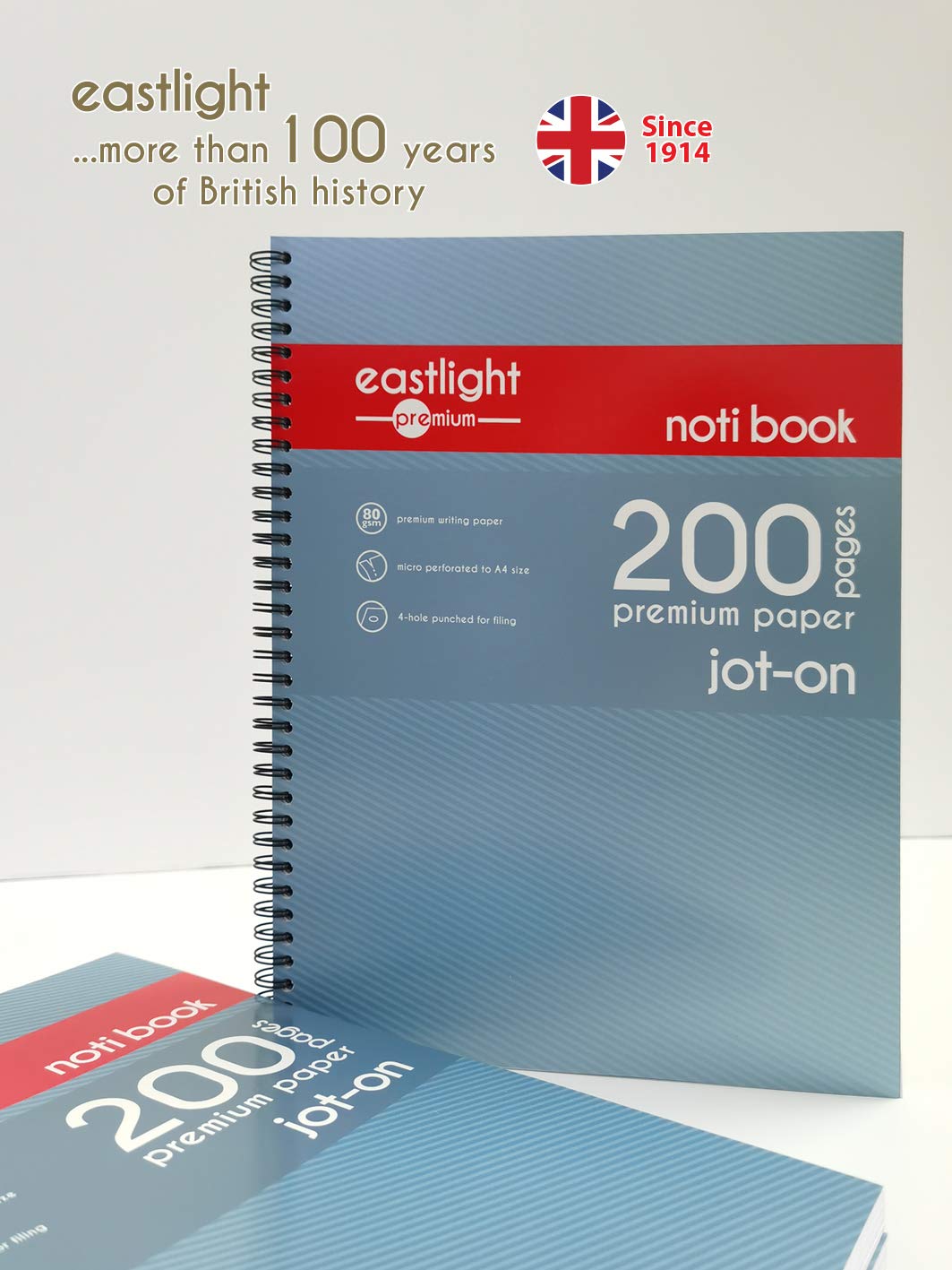 Eastlight A4 Jot-On Notebook Wirebound, Ruled & Perforated, 200 pages, Pack of 3