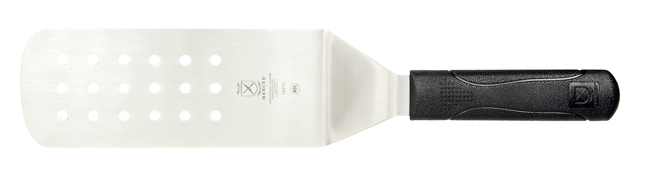 Mercer Culinary Millennia 8 x 3-Inch Turner-Perforated, Stainless Steel, 38x10x3 cm, Silver/Black Or White — image 1