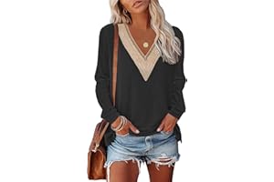 MixShe Womens Fall Fashion Long Sleeve Shirts V Neck Sweartshirt for women Sweaters Dressy Casual Trendy Tops