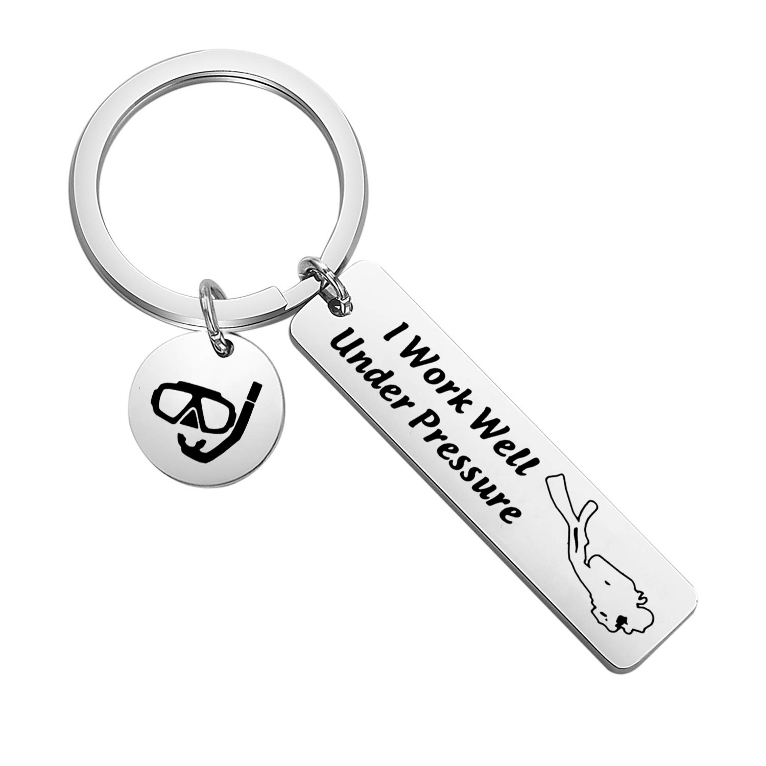 CENWA Scuba Diving Gift Scuba Diver Gift I Work Well Under Pressure Keychain Extreme Sports Jewelry Great Gift for Divers (Under Pressure K)