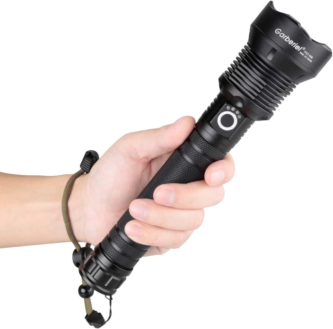 5000 High Lumens Flashlights Super Bright XHP70 LED Flashlight 3 Modes Rechargeable Torch Light with 18650 Battery and USB Cable - - 