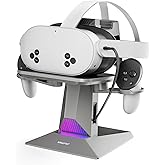 ANNAPRO CD1 Charging Dock for Meta Quest 3S/3, Quest 2, Retractable Charging Cable to Charge VR Headset, RGB Charging Station Accessories Compatible with Elite Strap and Controllers