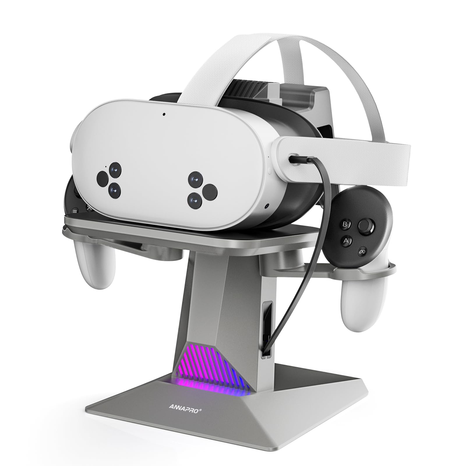 Photo 1 of ANNAPRO CD1 Charging Dock for Meta Quest 3S/3, Quest 2, Retractable Charging Cable to Charge VR Headset, RGB Charging Station Accessories Compatible with Elite Strap and Controllers sealed