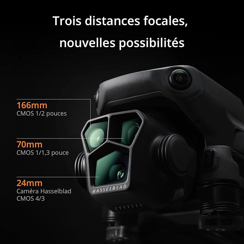 Bundle Mavic 3 Pro Fly More avec DJI RC Pro (écran haute luminosité), Caméra Hasselblad CMOS 4/3, Trois Batt. de Vol Intell, Station de recharge, Jeu de Filtres ND, Drone caméra pour adultes