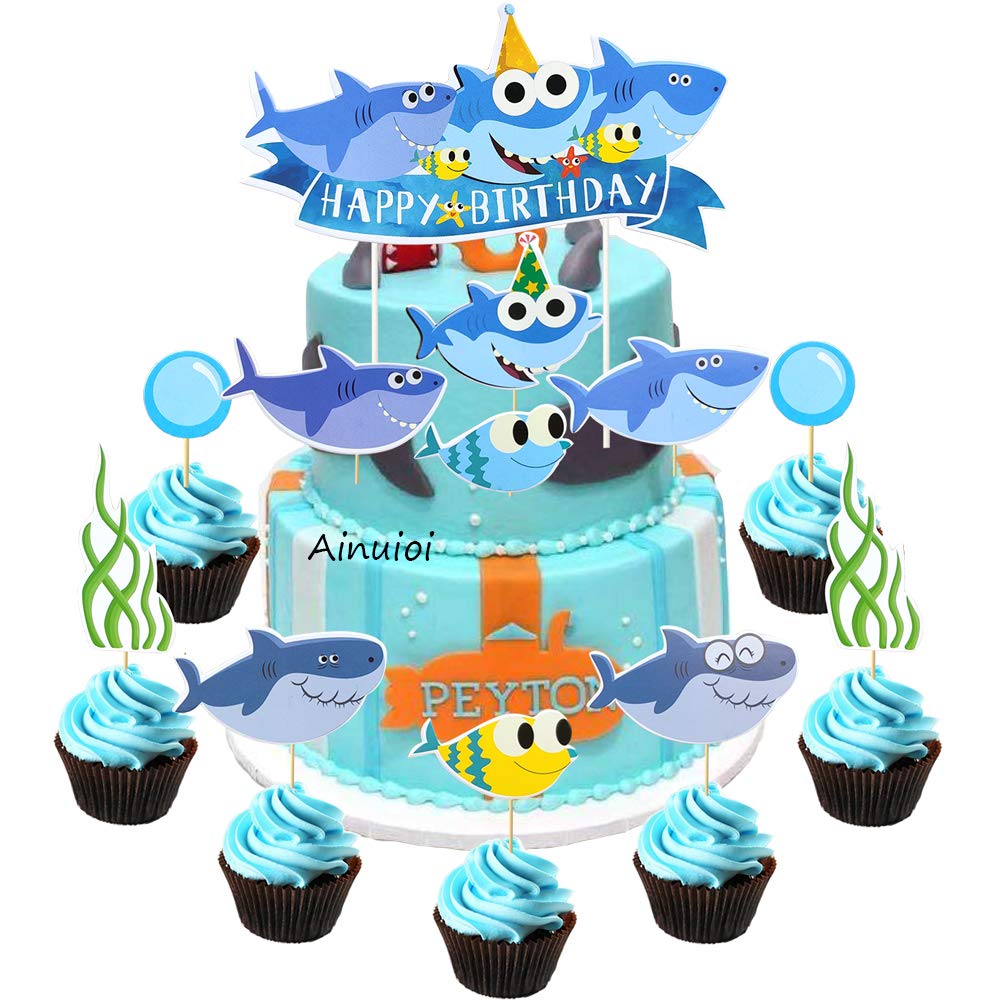 Kitchen Dining Bakeware Pleasantharbormarina Com Baby Shark Cake Topper Cupcake Toppers For Birthday Baby Shower Decorations Supplies