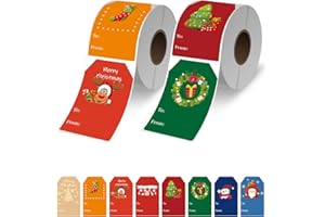 JXDNKA Christmas Gift Tags 720 Christmas Sticker Tags Santa Snowman Christmas Tree Reindeer Christmas Stocking Name tag Decorations