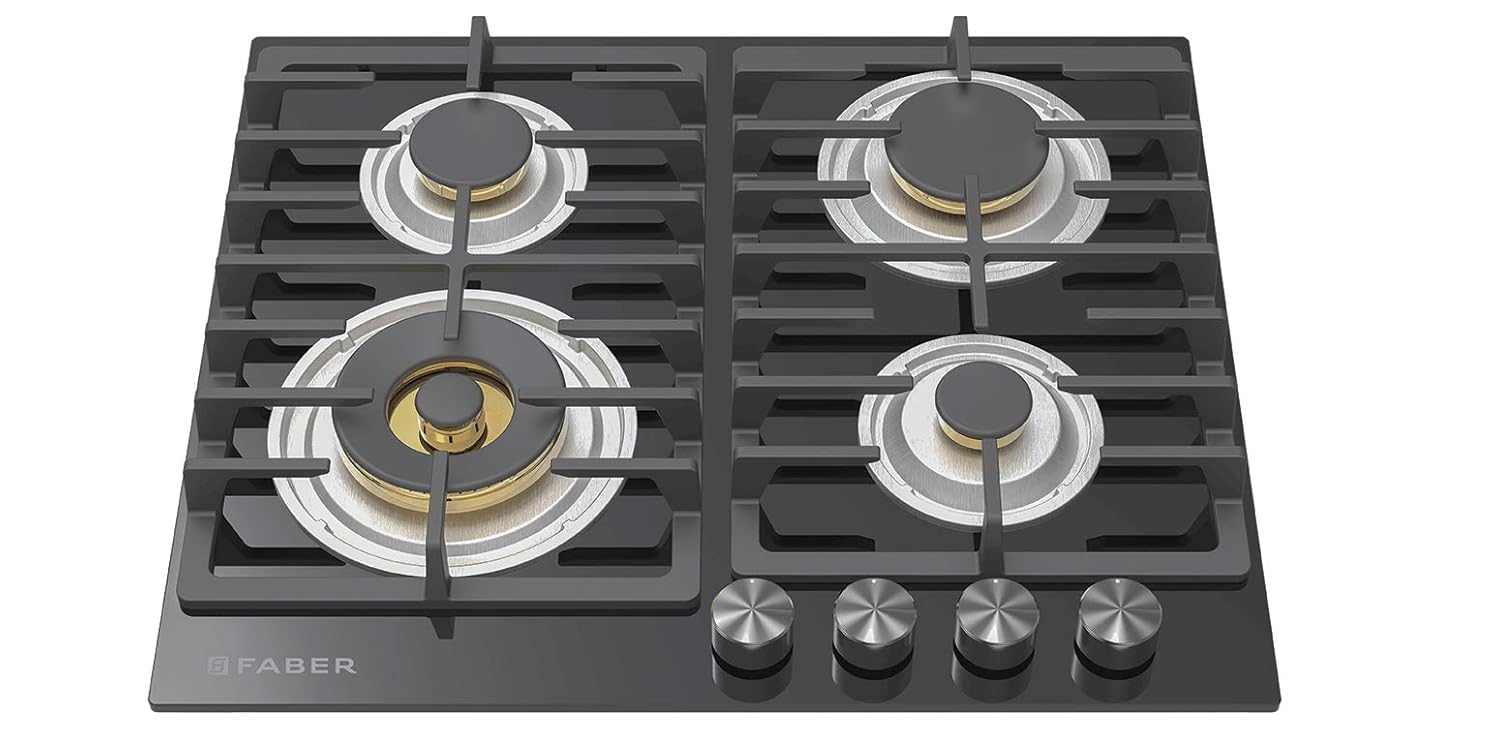 Buy Faber HOB FPH 604 BK, 4 Brass Burner AutoIgnition 60 cm Glass Top