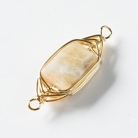 Amazon Co Jp 紗や工房 天然石チャーム ワイヤーラッピング チャーム ゴールデンタイガーアイ 1個 1ヶ ワイヤーチャーム 繋ぎパーツ ２つ穴 長方形 天然石 アクセサリーパーツ パーツ Ap ホビー