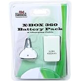 Old Skool Play &amp; Charge Kit Battery + Cable for Xbox 360 Controller - White | Compatible With Xbox 360, Battery Accessory, Charging Cable, White