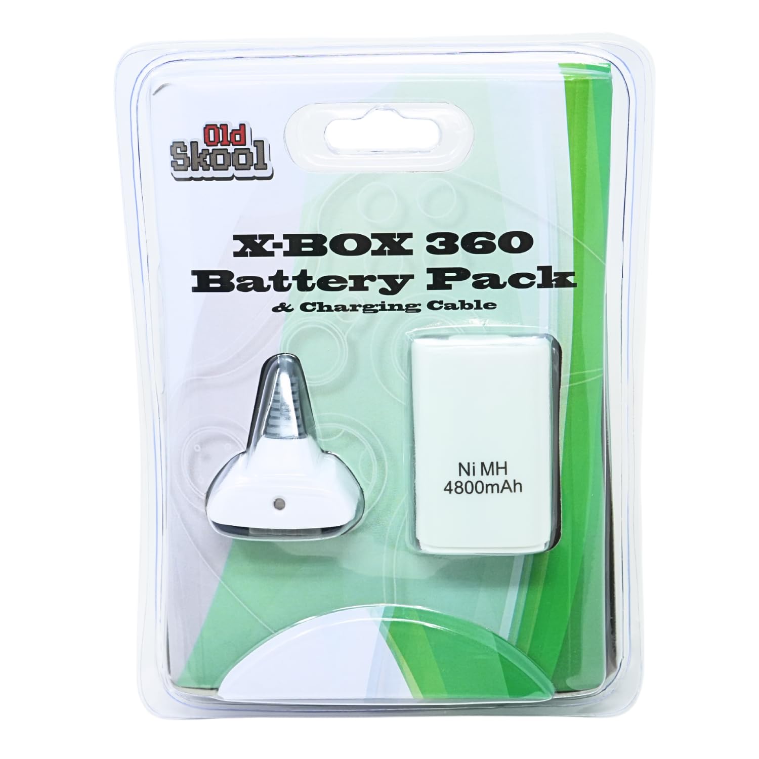 Old Skool Play & Charge Kit Battery and Charging Cable -White Compatible with Xbox 360