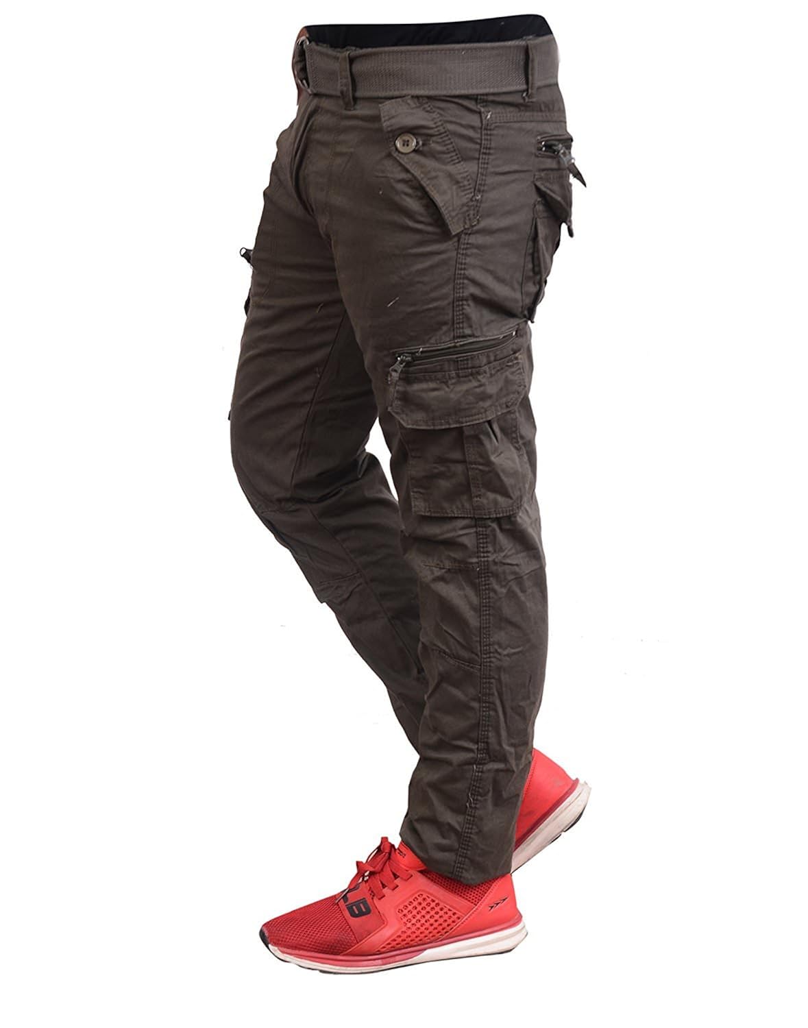 krystle men's cotton dark grey cargo pant