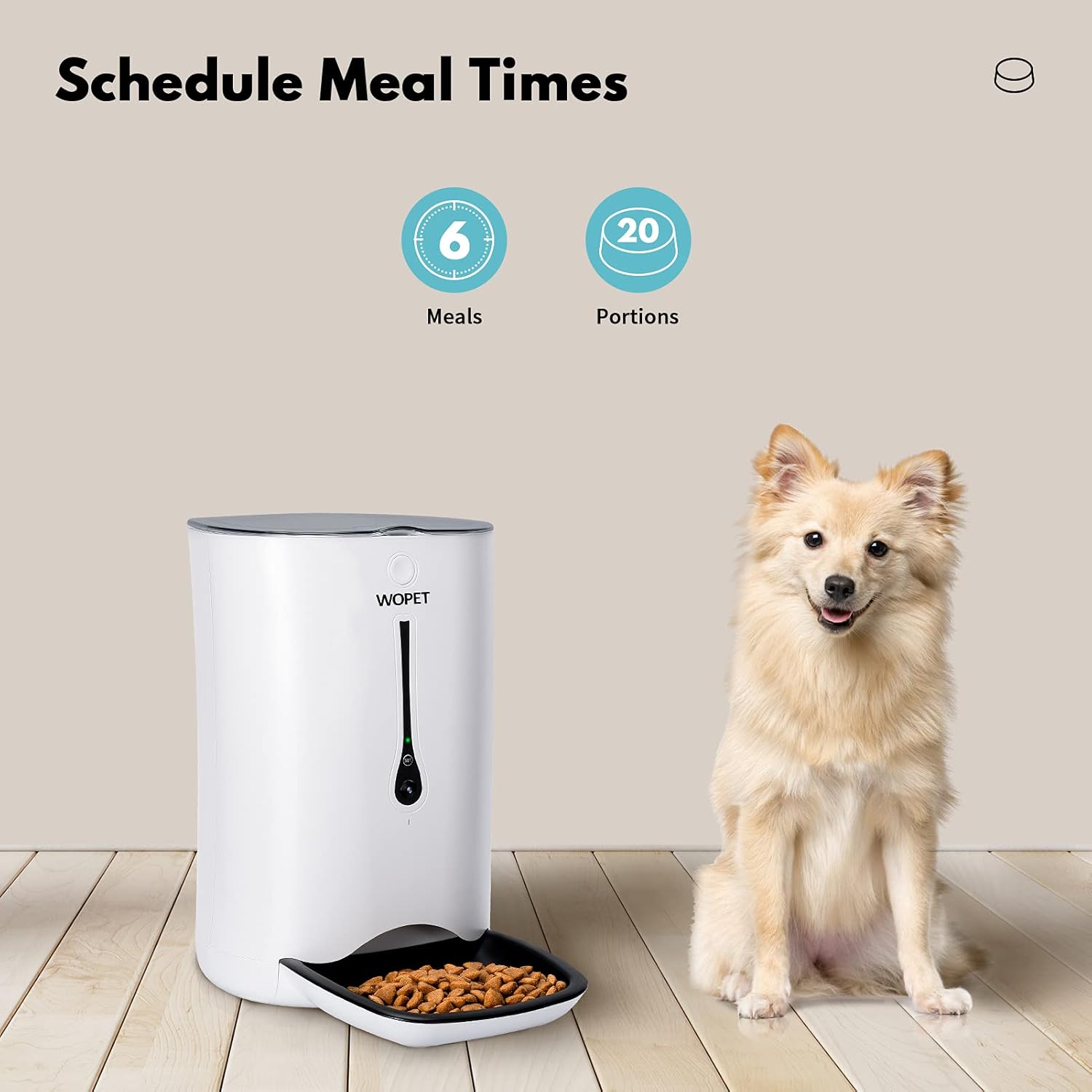 Pet Supplies : WOPET Automatic Cat Feeder with Camera, 7L App Control Smart Feeder Cat Dog Food Dispenser, 6-Meal Auto Pet Feeder with Timer Programmable, HD Camera for Voice and Video Recording : 