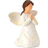 TOHLUCS Praying Angel Kneeling Statue - Hand-Painted Sculpture for Comfort, Remembrance, Healing, Sympathy Gift for Women, Seeking Quiet Within, Peace Prayer Figurine, Home Decor Accents