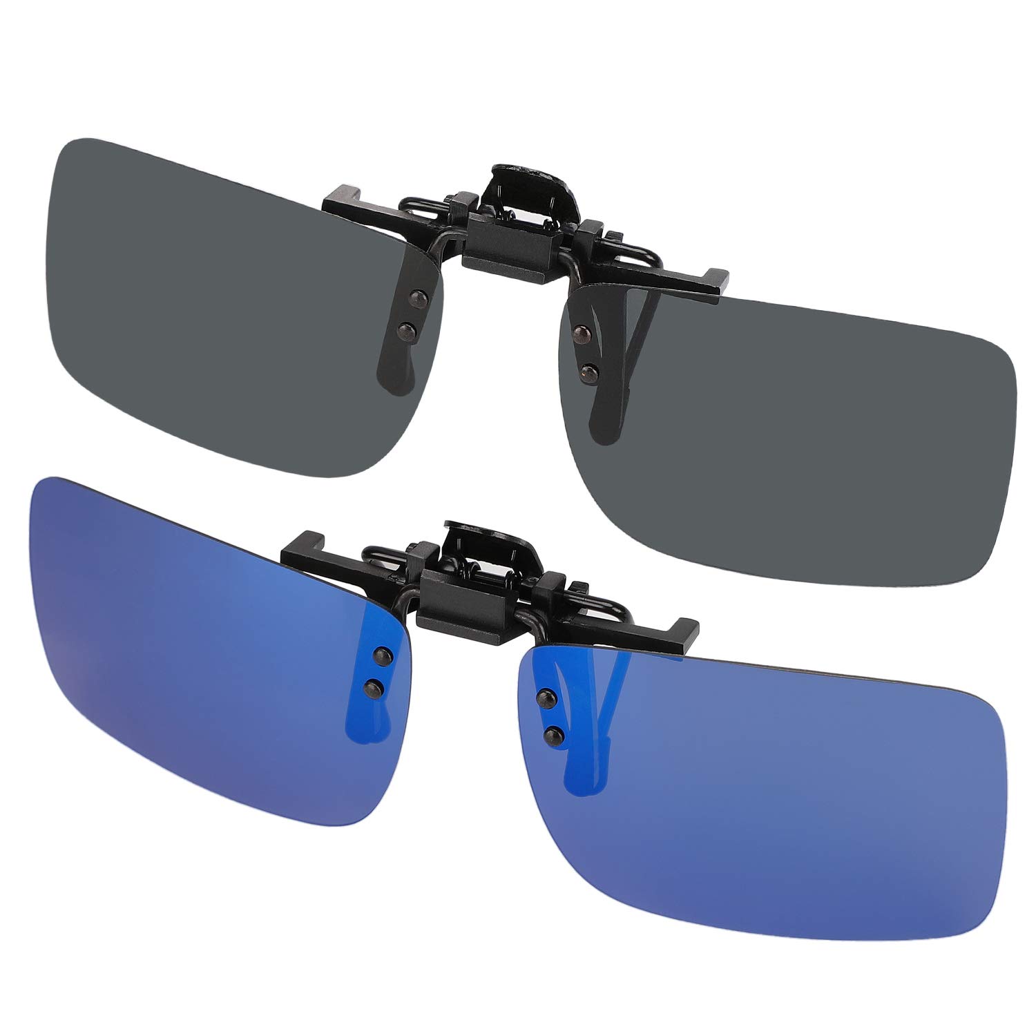 Hifot Clip on Sunglasses, Polarized Lens Fit over Prescription Glasses, Flip up Rimless Myopia Nearsighted Sunglasses