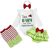 LYSINK My First Christmas Baby Girl Outfit Newborn Long Sleeve Romper Onesie Tutu Skirt Shorts Set Cute Christmas Clothes