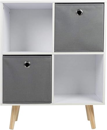 Lyrlody Cube Bookcase 4 Cube Wooden Closet Sundries Cabinet Freestanding Bookshelf Nightstand Storage Unit Bedside Table With 2 Non Woven Drawer 23 6x11 4x29 5inch Amazon Co Uk Kitchen Home