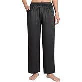 Latuza Women's Petite Satin Lounge Pants Silky Wide Leg Pajama Pants