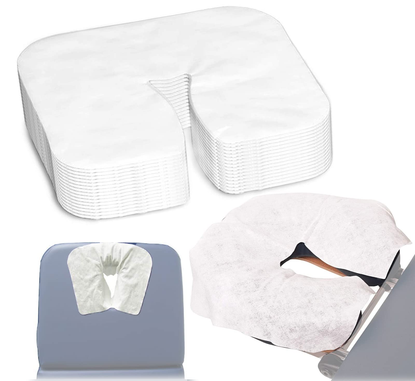 100pcs Hygiene Disposable Face Cradle Covers for Massage Tables, Soft Massage Face Rest Cover Head Cradle Covers U Cushion Covers Massage Face Pillow Cover for Massage Chair Beauty Tattoo Salon Bed