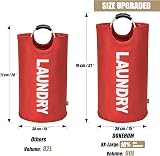 DOKEHOM 90L Large Collapsible Laundry Basket Freestanding Hamper Red view 3