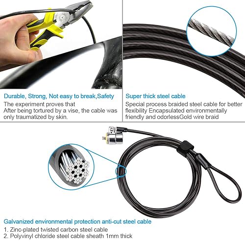LORADAR 10 Feet Laptop Cable Lock Hardware Security Cable Lock
