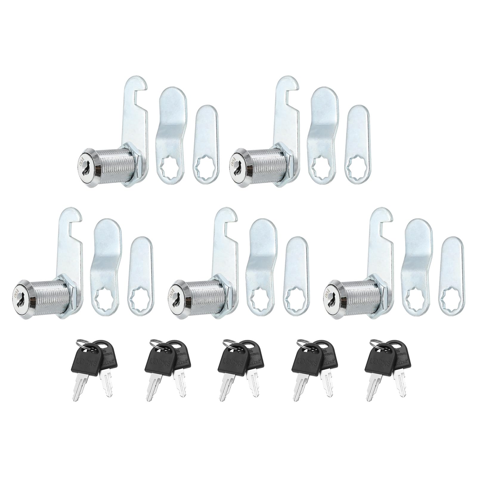 PATIKIL 1-1/8" Cam Lock with Keys, 5 Pack Zinc Alloy Keyed Different Cabinet Cam Lock Set RV Storage Lock for File Drawer Mailbox Toolbox, Silver Tone